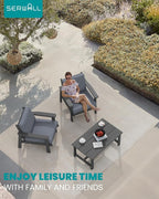 SERWALL HDPE Outdoor Couch, Grey Frame and Grey Cushion