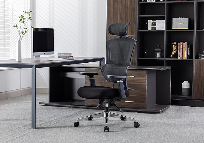 Chair Master Ergonomic High Back Mesh Office Chair, 3D Armrest, Adjustable Headrest, Variable Tilt (Nylon Casters)