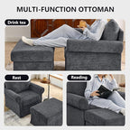35.82" Accent Chair with Ottoman Upholstered Living Room Chairs for Reading Chair with Chaise Lounge Chairs Indoor, Comfortable Armchair for Bedroom (Gray, 35.82")