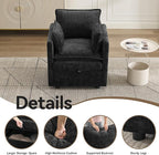 30" Cloud Modular Single Sofa Chair with Storage, Modern Upholstered Accent Chair Deep Seat, Chenille Reading Lounge Armchair for Living Room, Bedroom, Small Space, Black
