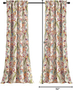 Lush Decor Dolores Light Filtering Window Panels, Pair, 52" W x 84" L, Neutral & Multi - Floral Curtains for Bedroom - Vintage Curtains - Coquette Room Decor