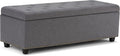 SIMPLIHOME Hamilton 48 inch Wide Transitional Rectangle Storage Ottoman in Slate Grey Linen Look Fabric, Assembled, For the Living Room, Entryway and Family Room