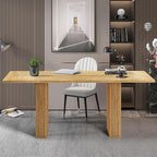 LEVNARY 78 Inch Long Executive Desk, Large Office Desk with Wood Strip Base, Modern Farmhouse Computer Desk Business Furniture for Home Office (Natural Oak)