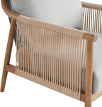 CHITA Braid Accent Chair Set of 2, Modern Armchair with Solid Wooden Armrest for Living Room and Bedroom, Boho Reading Chair, Light Grey