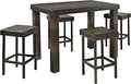 Crosley Furniture Palm Harbor 5-Piece Outdoor Dining Set for 4, Counter Height Wicker Patio Table and Stools, Brown