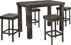 Crosley Furniture Palm Harbor 5-Piece Outdoor Dining Set for 4, Counter Height Wicker Patio Table and Stools, Brown