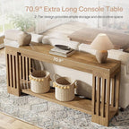 Tribesigns Farmhouse Console Table, 70.9-Inch Sofa Table Behind Couch with Vertical Stripe Legs, 2-Tier Entryway Accent Furniture for Living Room, Hallway, Entrance, Foyer, Light Brown