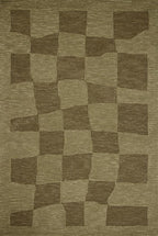 Loloi Leanne Ford Craven Collection CVN-03 Green/Olive 7'-9" x 9'-9" Area Rug Checkered, Patterned, Neutral, Living Room, Bedroom, Dining Room