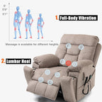 Lift Chair Recliners Lay Flat Sleeping Dual Motor for Elderly Infinite Position Recliner with Heat Massage Up to 400 LBS Electric Power Lift Recliner