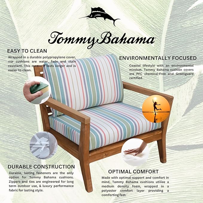 Tommy Bahama Deep Seating Lounge Cushion, 26" X 30" X 4", Bandeau Pastel