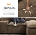 125'' U Shaped Cloud Modular Sofa with Chaise Lounges, Chenille Upholstered Comfy Sectional Couch with Storage Console, USB Charging Ports & Cup Holders, Small Deep Seat Sofa for Living Room, Brown