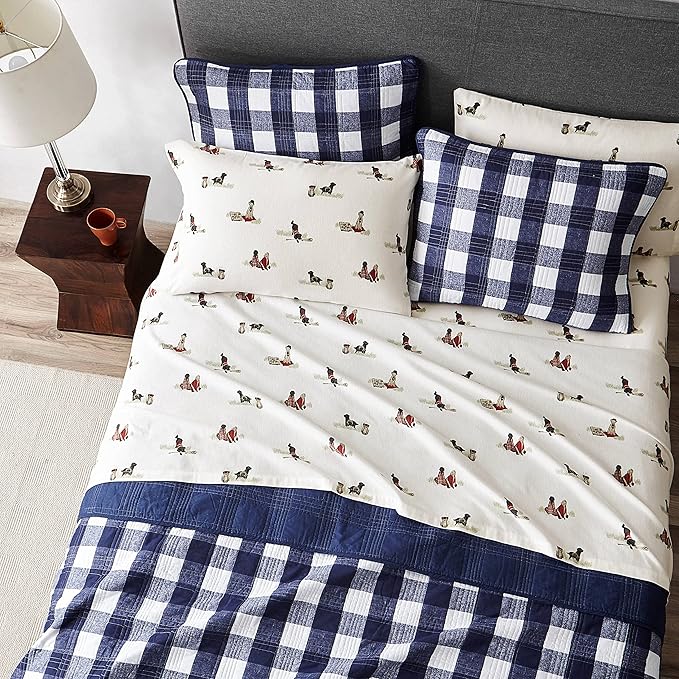 Eddie Bauer - Flannel Sheets Queen Size, Anti-Pilling & Wrinkle Resistant Cotton, Touchably Soft for All-Season Comfort - Bed Sheets with Matching Pillowcases & Fitted Sheet (Retriever Adventures)