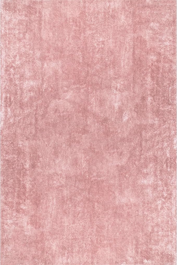 nuLOOM 4' Square Cozy Plush Area Rug, Machine Washable, Non-Slip, Soft Fluffy Shag Carpet for Living Room Bedroom Kids Room Nursery Home Decor, Loni Pink