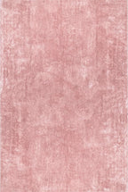 nuLOOM 4' Square Cozy Plush Area Rug, Machine Washable, Non-Slip, Soft Fluffy Shag Carpet for Living Room Bedroom Kids Room Nursery Home Decor, Loni Pink