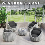 Woven Rope Deck Furniture Set: 5 Pieces Aluminum Patio Conversation Set All Weather - Cushioned Outdoor Sofa Set Assembled - Metal Modern Couch Set for 400 lbs Porch Deck Garden Poolside Hotel