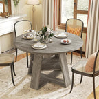 Aivermel 43.3‑59 in Extendable Oval Dining Table for 4‑6, Engineered Wood Round Dining Table with Hidden Extension Storage & Bottom Shelf, Space‑Saving Modern Kitchen Living Room Tables (Vintage Grey)