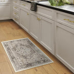 RUGGABLE Washable Vintage Area Rug – Kamran Hazel 2x3, Stain-Resistant, Non-Slip – Small Machine Washable Rugs for Living Room, Bedroom, Hallway, Entryway & Bathroom–with Cushioned Pad