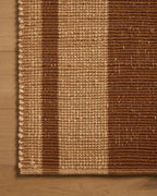 Loloi Leanne Ford Weatherstaff Collection WTS-04 Cinnamon/Natural 2'-3" x 3'-9" Accent Rug Jute, Striped, Neutral, Entryway, Mudroom, Bathroom, and Kitchen