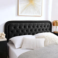 Tufted Upholstered Headboard,Button Solid Wood HeadBoards with Adjustable Height,Modern Performance Velvet Bed Head Boards,Easy Install&Nailhead (Black, King)