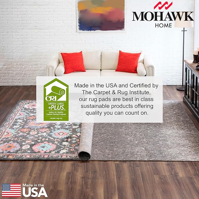 Mohawk Home 2' 6" x 8' Non Slip Rug Pad Gripper 1/2 Thick Dual Surface Felt + Rubber Gripper - Safe for All Floors