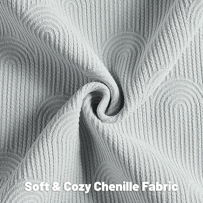 FUTEI Light Grey Chenille Decorative Throw Pillow Covers 18x18 Inch Set of 2,Soft Cozy Striped Geometric Patterns Cushion Case,Modern Home Decor for Couch Bed Living Room