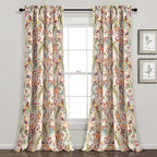 Lush Decor Dolores Light Filtering Window Panels, Pair, 52" W x 84" L, Neutral & Multi - Floral Curtains for Bedroom - Vintage Curtains - Coquette Room Decor