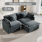 Modular Sectional Sofa, 76.7 Inch L-Shaped Cloud Sofa with Deep Seat Comfortable Chenille Sofa with Cushion Double Sectional Sofa for Living Room Apartment,Gray
