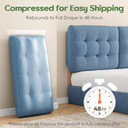 Tufted Upholstered King Headboard, Adjustable Height King Size Headboard Only from 39”to 44” with Durable Solid Wood Legs, Modern Button Diamond Fabric Head Board with Width Adapters, Blue
