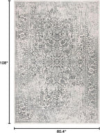 SAFAVIEH Evoke Collection 6'7" x 9' Ivory/Grey EVK256F Oriental Distressed Non-Shedding Living Room Bedroom Dining Home Office Area Rug