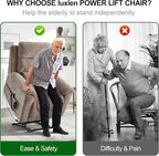 Power Lift Recliner Chair for Elderly People, Dual Motor Lay Flat Recliner with Vibration Massage and Heat, Heavy Duty Motion Mechanism Standing Assistance Reclining Chair, Chenille Fabric Khaki