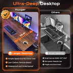 Huuger 71 x 30 Large Electric Standing Desk, Height Adjustable Computer Desk, 29.5" Deep Desktop, Stand up Gaming Office Table with 2 Hooks, 3 Preset Heights, for Home Office, Rustic Brown
