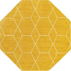 Unique Loom Trellis Frieze Collection Area Rug - Geometric (5' Octagon, Yellow/ Ivory)