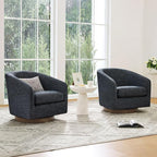 CHITA Swivel Accent Chair, FSC Certified Upholstered Fabric Barrel Chair for Living Room, Fully Assembled, Midnight