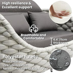 Aluminum Outdoor Seating Set: 5 Pieces Woven Rope Patio Conversation Set - Metal Sofa Set Cushioned Assembled - Modern Couch Porch Furniture for Deck Lanai Balcony Yard Poolside Hotel Resort