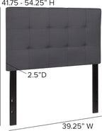 EMMA + OLIVER Quilted Tufted Upholstered Twin Size Headboard in Dark Gray Fabric