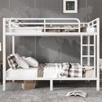 Bellemave Twin XL Over Twin XL Bunk Bed for Adults, Heavy Duty Bunk Beds Frame with Build in Ladder and Full Length Guardrail, Easy Assemble Bunkbeds, Noise Reduced, Mattress Not Included, White