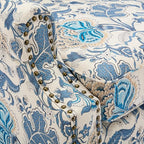 Pia Ricco Set of 2 Floral Accent Chairs, High Back Upholstered Armchairs with Retro Wingback Design, Nailhead Trim & Solid Wood Legs for Living Room Bedroom(Flower Blue)
