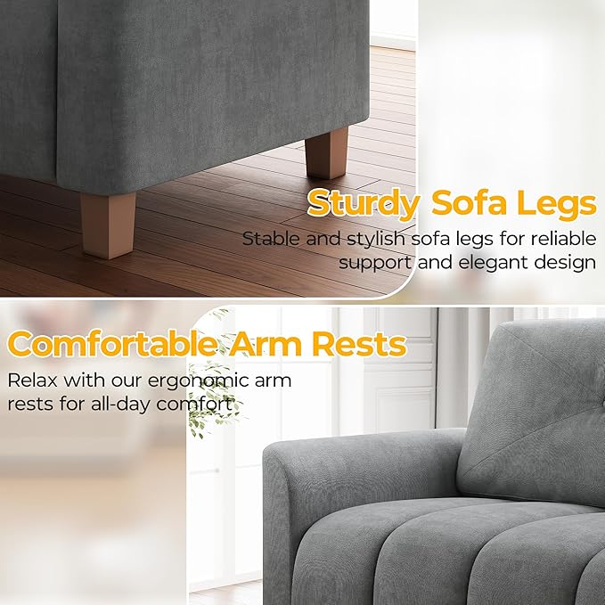 LIKIMIO Loveseat Sofa 79in, 3 Seater Couch, Modern Cloud Sofa with 23in Deep Seat with Armrest, Back Support, Easy Assembly Oversized Loveseat for Living Room, Bedroom, Office