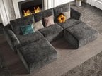 EASE MOOSE Cloud Couch Sectional Sofa, Large U-Shaped Oversized Modular Couch for Living Room, Minimalist Boneless Convertible Couches with Ottoman, 5-Seat Deep Sofa for Bedroom, Chenille (Dark Grey)