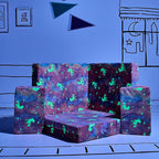 YOURIGAMI Kids and Toddler Play Couch, Convertible Folding Sofa, Durable Foam Modular Design, Glow in The Dark Unicorn