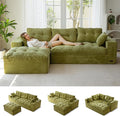 MAXYOYO 104" L Shaped Modular Sectional Sofa with Ottoman, Cloud Boneless Couch with Layered Cushion, Upholstered Sofa in a Box, Flexible Module Combination for Living Room, No Assembly, Green