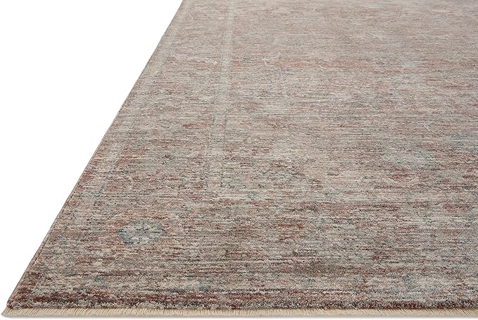 Loloi Magnolia Home by Joanna Gaines Millie Collection MIE-04 Brick/Fog 7'-10" x 7'-10", .25" Pile Height, Round Area Rug
