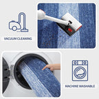 Kitinjoy Indoor Outdoor Door Mat, 48x30 Non-Slip Absorbent Dirt Trapper, Low-Profile Washable Inside Entrance Front Floor Mat, Sturdy Soft Entry Doormats for Entryway, Navy Blue