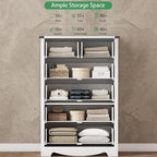 Dresser for Bedroom with 6 Drawers, 49" Tall Wood Chest of Drawers with Deep Drawers & Mental Handle, Modern Dresser TV Stand, Wooden Closet Storage Organizer for Living Room, Hallway, Entryway, White
