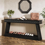 Tribesigns Modern Console Table, 71-Inch Extra Long Entryway Table with Storage, 2-Tier Narrow Sofa Table Behind Couch, Farmhouse Wooden Accent Table for Living Room, Hallway, Foyer, Black