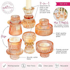 Kate Aspen Vintage Ribbed Glass Black Candlestick Holders, Pillar Candle, Tealight & Votive Candle Holders (Set of 6, 3 Assorted Sizes), Dining Table Decor, Shelf Decor, Centerpiece