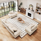 PHI VILLA Cloud Modular Couches Sets, 3 Pieces Large Sectional Sofa Set with Single Sofa, 5-Seater Upholstered Couch for Living Room, Corduroy, Beige