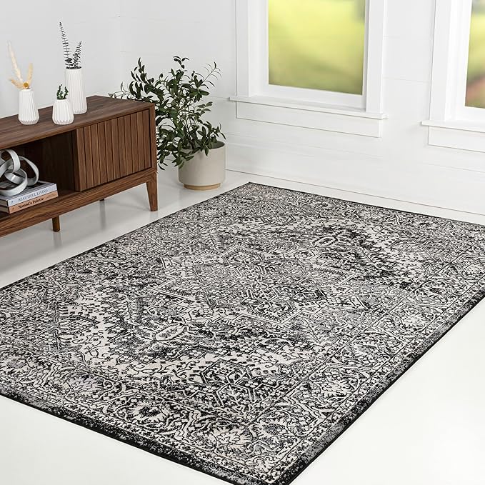 JONATHAN Y Vintage Medallion Indoor Area Rug Black 3X5, Modern Boho for Living Room, Bedroom, Kitchen, Office, Easy-Cleaning, High Traffic, Pet-Friendly, Non-Shedding MDP100D-3