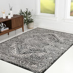 JONATHAN Y Vintage Medallion Indoor Area Rug Black 3X5, Modern Boho for Living Room, Bedroom, Kitchen, Office, Easy-Cleaning, High Traffic, Pet-Friendly, Non-Shedding MDP100D-3
