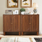 ORRD Fluted Storage Cabinet, Modern Credenza Wooden Accent Sideboard Buffet Cabinet with Adjustable Shelves and Solid Wood Legs, Console Table for Kitchen Dining Living Room Entryway, Walnut